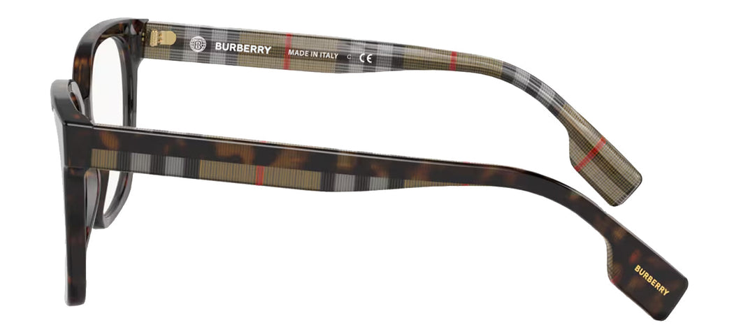 Burberry EVELYN BE 2347 3943 Square Plastic Havana Eyeglasses with Logo Stamped Demo Lenses
