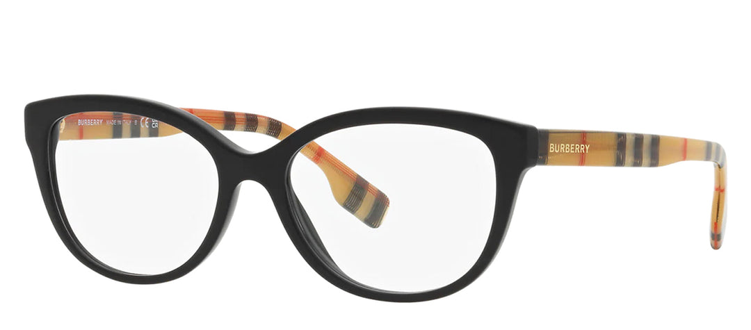 Burberry ESME BE 2357 3757 Square Plastic Black Eyeglasses with Logo Stamped Demo Lenses