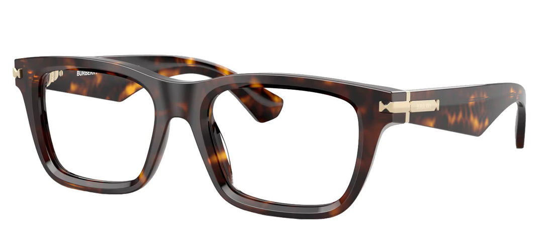 Burberry BE 2419 3002 Rectangle Plastic Havana Eyeglasses with Logo Stamped Demo Lenses