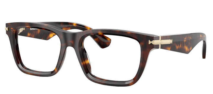 Burberry BE 2419 3002 Rectangle Plastic Havana Eyeglasses with Logo Stamped Demo Lenses