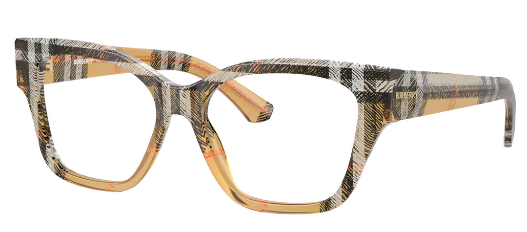 Burberry BE 2420 4146 Cat-Eye Plastic Multicolor Eyeglasses with Logo Stamped Demo Lenses