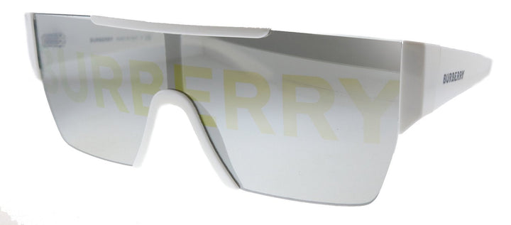 Burberry BE 4291 3007/H Rectangle Plastic White Sunglasses with Silver Burberry Logo Lens