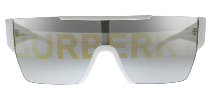 Burberry BE 4291 3007/H Rectangle Plastic White Sunglasses with Silver Burberry Logo Lens