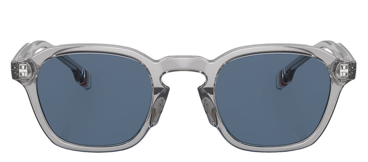 Burberry BE 4378U 382580 Irregular Plastic Gray Sunglasses with Dark Blue Lens