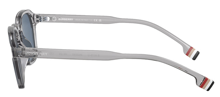 Burberry BE 4378U 382580 Irregular Plastic Gray Sunglasses with Dark Blue Lens