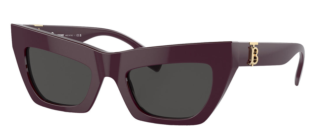 Burberry BE 4405 397987 Cat Eye Acetate Bordeaux Sunglasses with Dark Grigio Lens