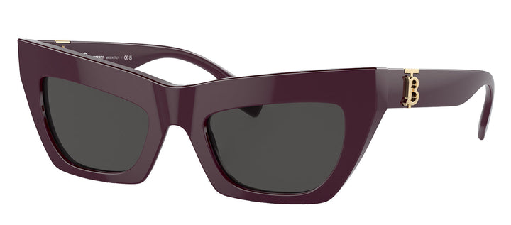 Burberry BE 4405 397987 Cat Eye Acetate Bordeaux Sunglasses with Dark Grigio Lens