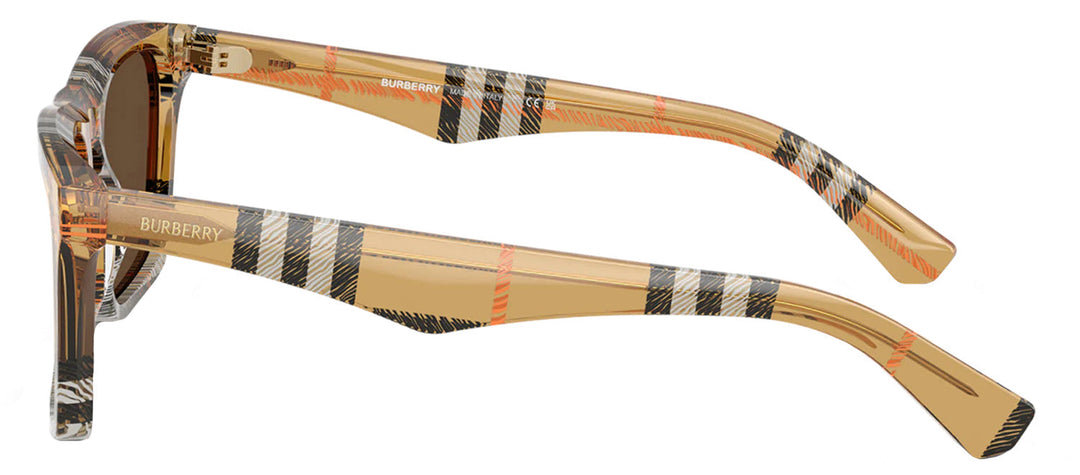 Burberry BE 4434 414673 Square Plastic Multicolor Sunglasses with Brown Lens