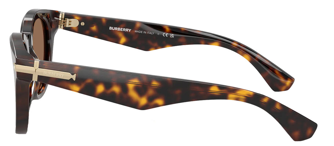 Burberry BE 4439 300273 Round Plastic Havana Sunglasses with Brown Lens