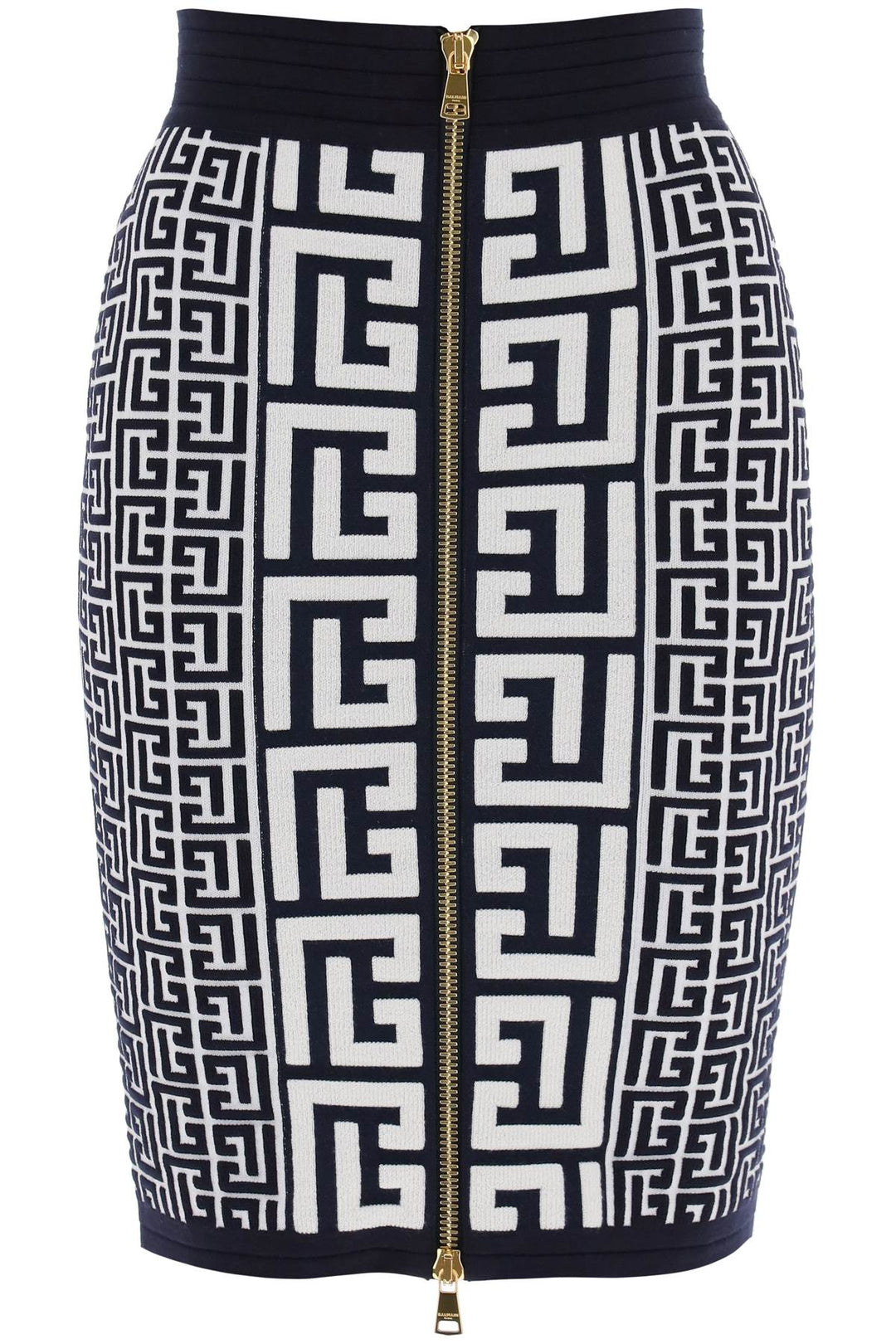 Balmain Pencil Skirt In Monogram Knit