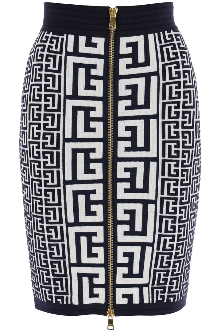 Balmain Pencil Skirt In Monogram Knit