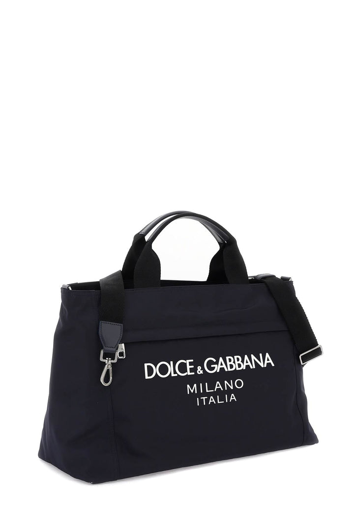 Dolce & Gabbana Rubberized Logo Nylon Duffle Bag