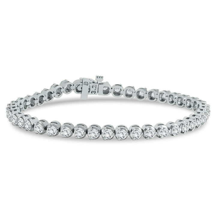 Ags Certified 5 Carat Tw Three Prong Diamond Tennis Bracelet In 14K White Gold (J-K Color, I2-I3 Clarity)