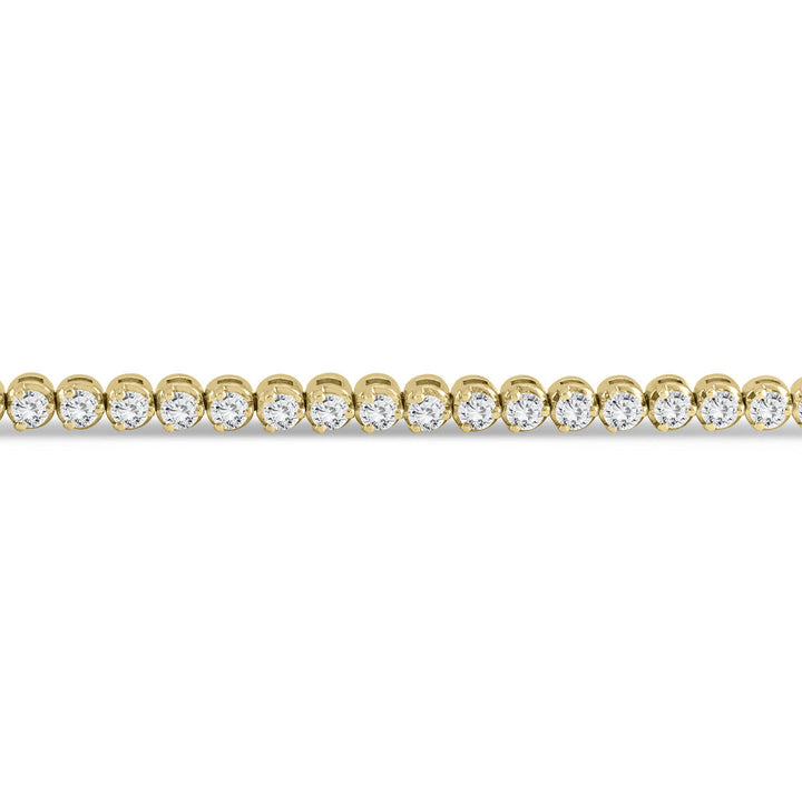 Ags Certified 5 Carat Tw Three Prong Diamond Tennis Bracelet In 14K Yellow Gold (J-K Color, I2-I3 Clarity)