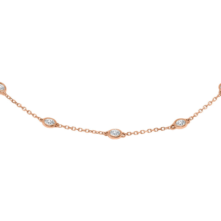 1/4 Carat Tw Bezel Set Genuine Diamond Station Bracelet In 14K Rose Gold