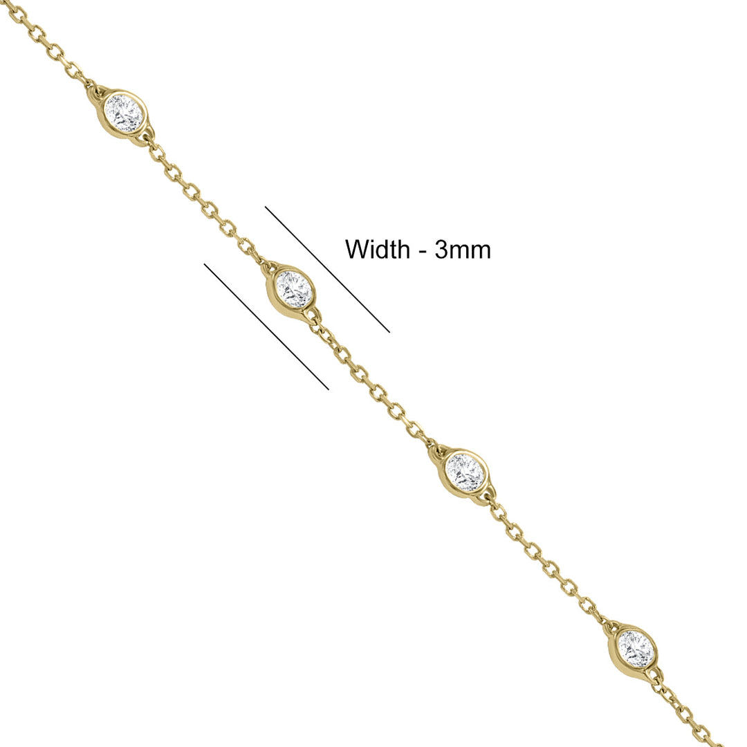 1/2 Carat Tw Bezel Set Genuine Diamond Station Bracelet In 14K Yellow Gold