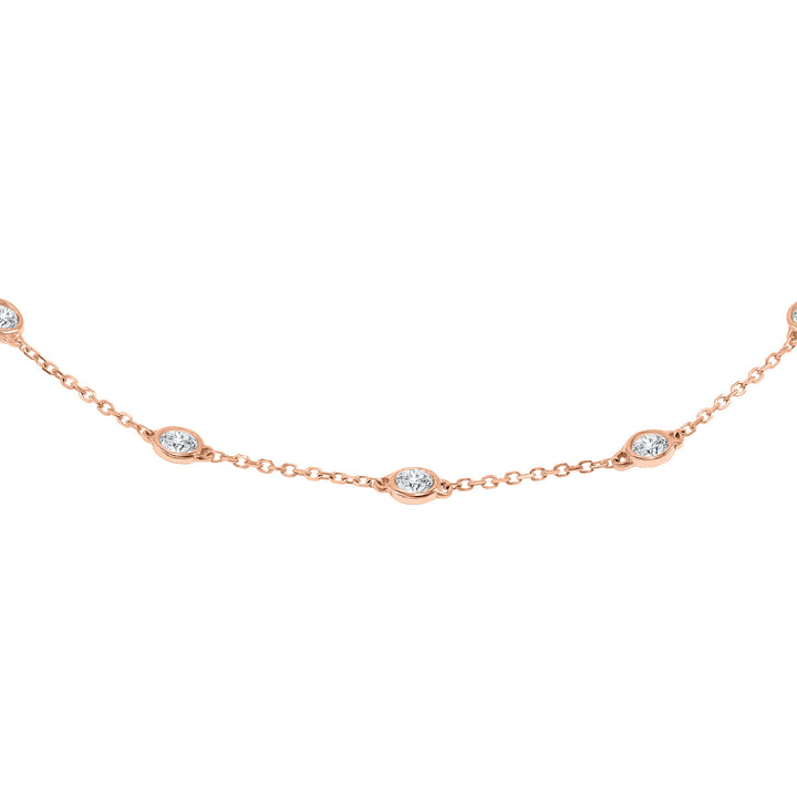 1/2 Carat Tw Bezel Set Genuine Diamond Station Bracelet In 14K Rose Gold