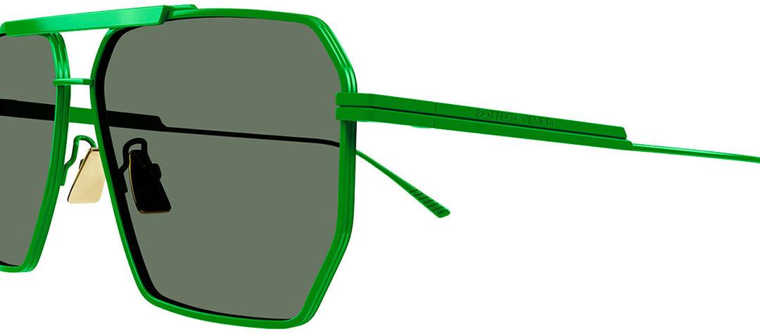 Bottega Veneta MINIMALIST BV 1012S 006 Geometric Metal Green Sunglasses with Green Lens