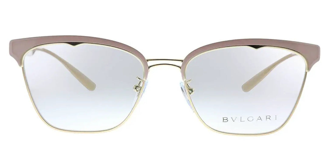 Bvlgari BV 2218 2057 Cat-Eye Metal Pink Eyeglasses with Logo Stamped Demo Lenses