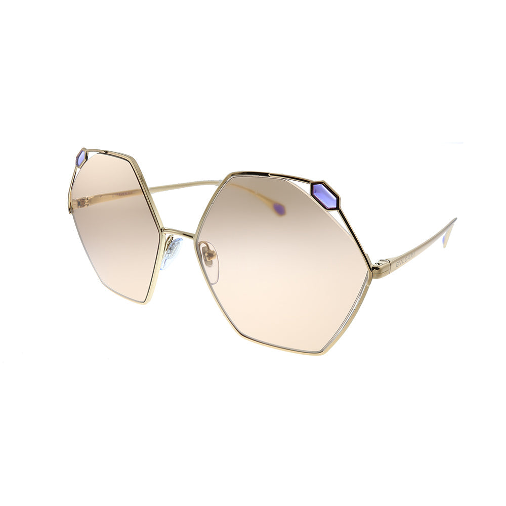 Bvlgari BV 6160 2014/3 Geometric Metal Gold Sunglasses with Brown Lens