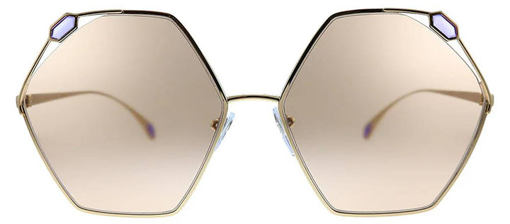 Bvlgari BV 6160 2014/3 Geometric Metal Gold Sunglasses with Brown Lens