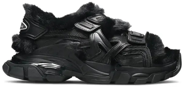 Balenciaga Faux Fur Rubber Mesh Track Sandals &