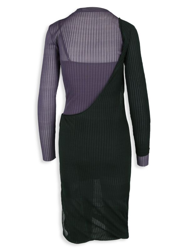 Bottega Veneta Two-Tone Ribbed Silk Cutout Cocktail Dress