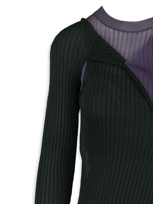 Bottega Veneta Two-Tone Ribbed Silk Cutout Cocktail Dress