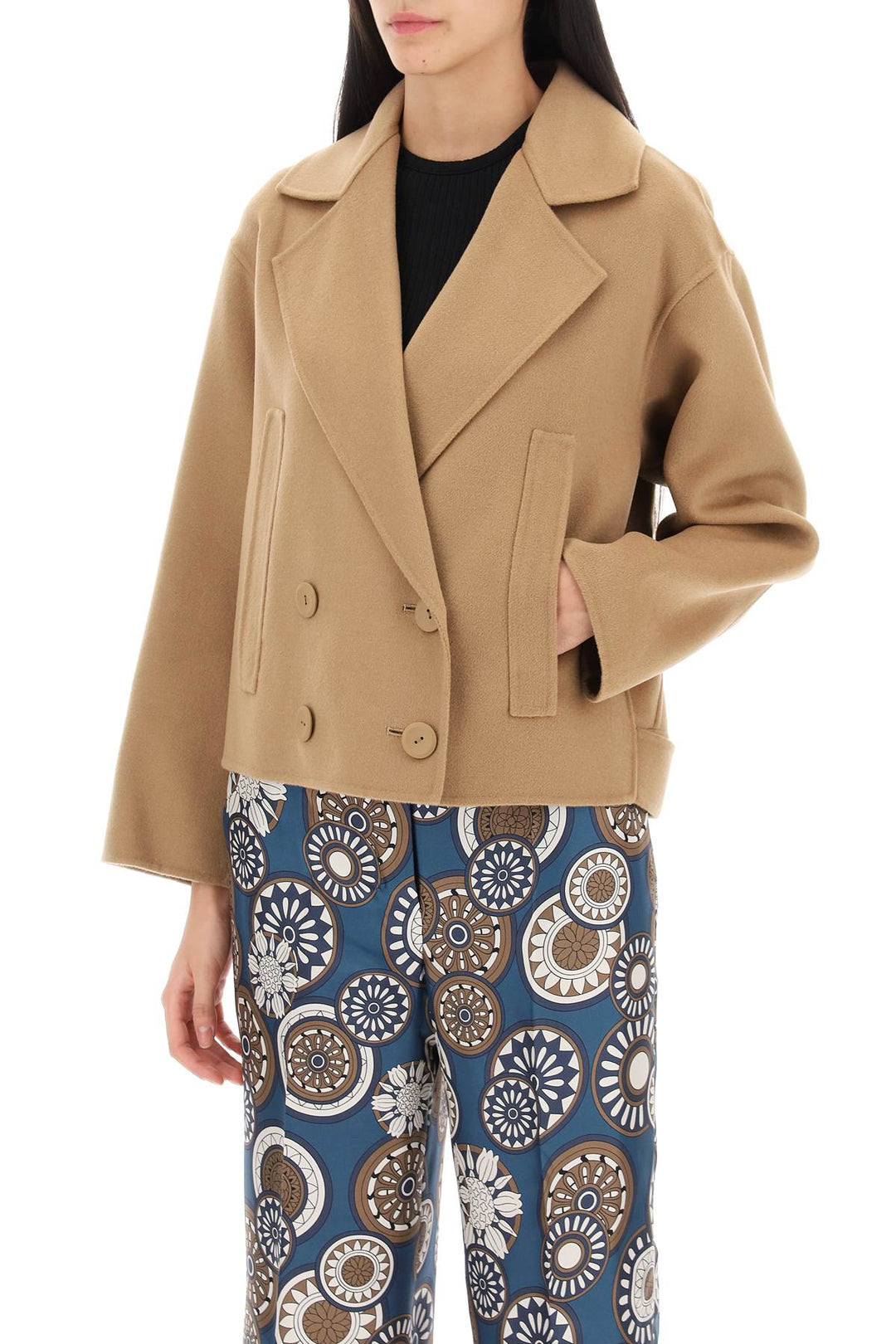 Max Mara Studio Celso Cropped Peacoat