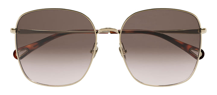 Chloe CH 0076S 001 Square Metal Gold Sunglasses with Brown Gradient Lens