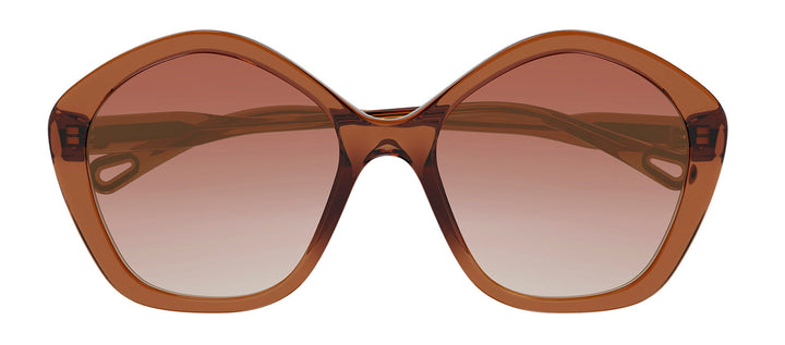 Chloe CH 0082S 002 Geometric Plastic Brown Sunglasses with Orange Gradient Lens