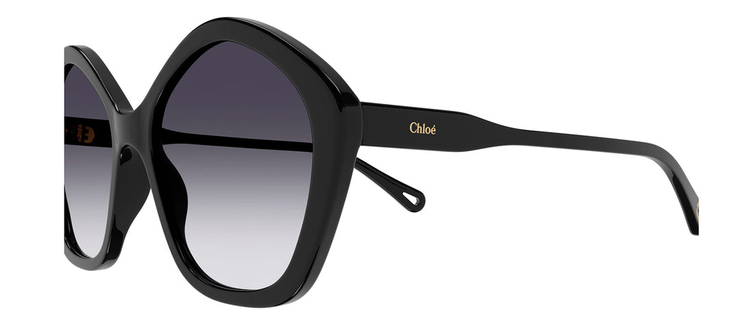 Chloe CH 0082S 005 Geometric Plastic Black Sunglasses with Blue Gradient Lens