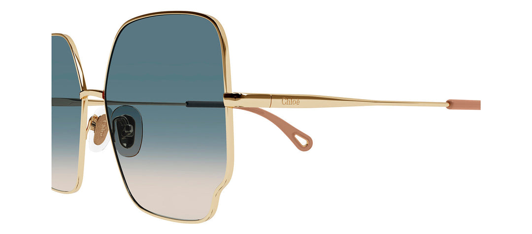 Chloe CH 0092S 003 Square Metal Gold Sunglasses with Green Gradient Lens