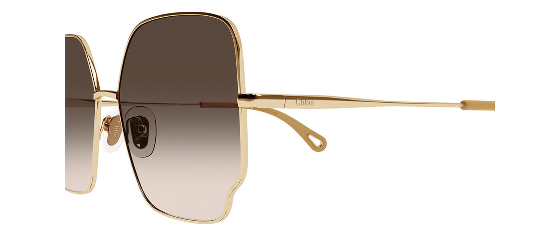 Chloe CH 0092S 005 Square Metal Gold Sunglasses with Brown Gradient Lens