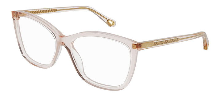 Chloe CH 0118O 003 Cat-Eye Plastic Pink Eyeglasses with Logo Stamped Demo Lenses