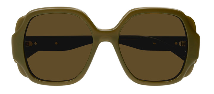 Chloe CH 0121S 004 Square Plastic Green Sunglasses with Brown Lens