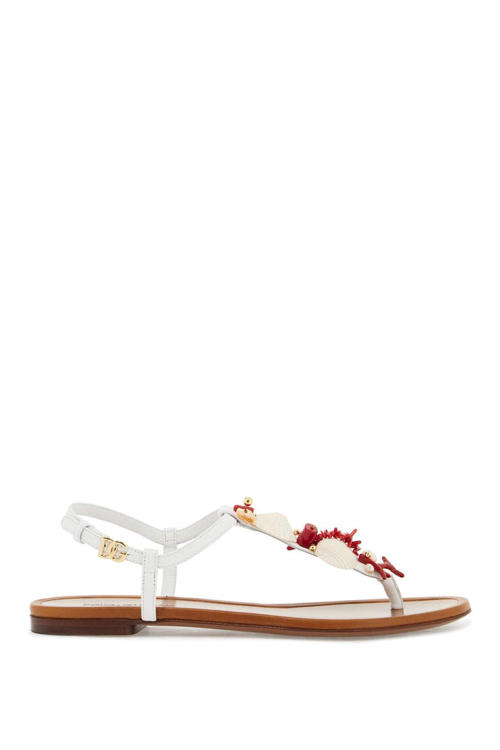 Dolce & Gabbana "nappa Flip-Flops With Coral