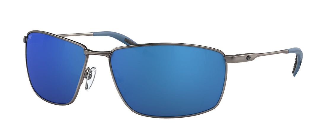 Costa Del Mar Costa TRT 247 Rectangle Metal Gunmetal Sunglasses with Blue Mirrored Polarized Lens