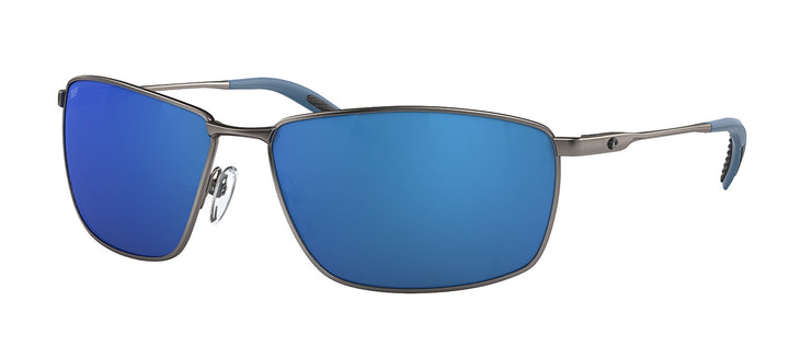 Costa Del Mar Costa TRT 247 Rectangle Metal Gunmetal Sunglasses with Blue Mirrored Polarized Lens