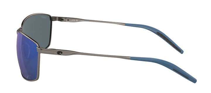 Costa Del Mar Costa TRT 247 Rectangle Metal Gunmetal Sunglasses with Blue Mirrored Polarized Lens