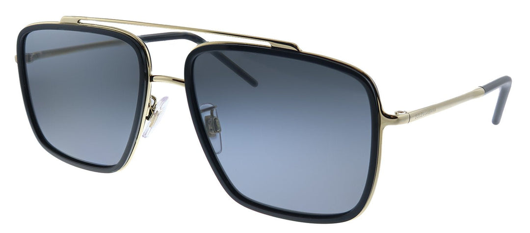 Dolce & Gabbana DG 2220 02/81 Square Metal Gold Black Sunglasses with Brown Gradient Polarized Lens