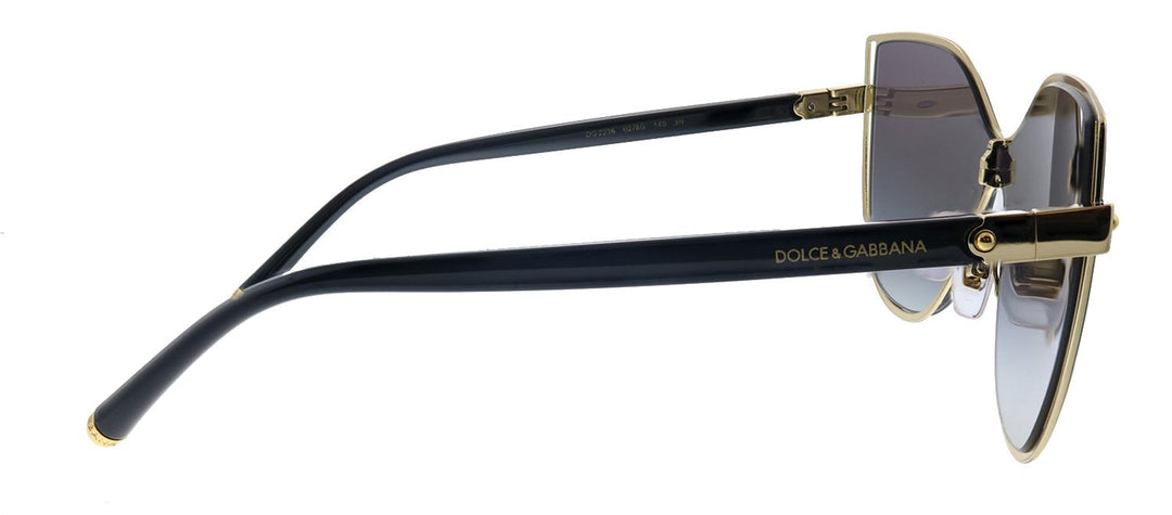 Dolce & Gabbana DG 2236 02/8G Butterfly Metal Gold Sunglasses with Grey Gradient Lens