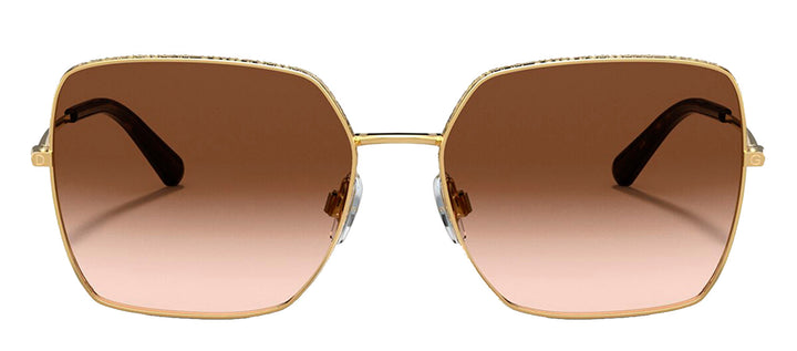 Dolce & Gabbana DG 2242 02/13 Square Metal Gold Sunglasses with Brown Gradient Lens