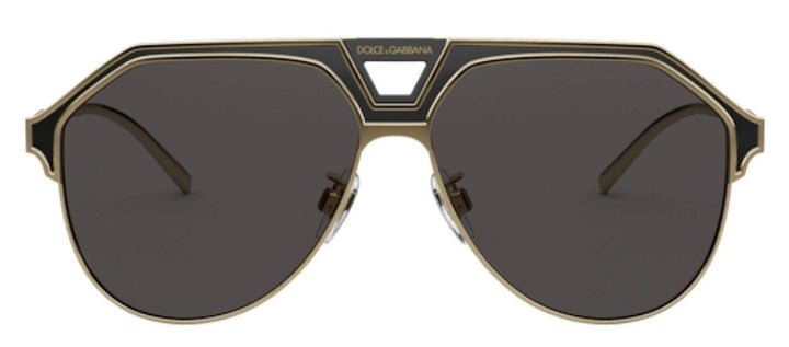 DOLCE & GABBANA DG 2257 133487 Pilot Gold/Matte Black Metal Sunglasses with Dark Grey Lens