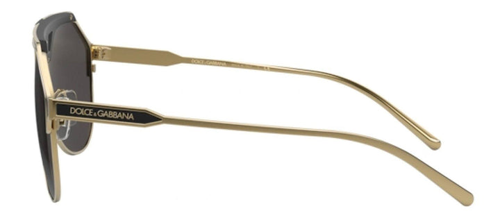 DOLCE & GABBANA DG 2257 133487 Pilot Gold/Matte Black Metal Sunglasses with Dark Grey Lens