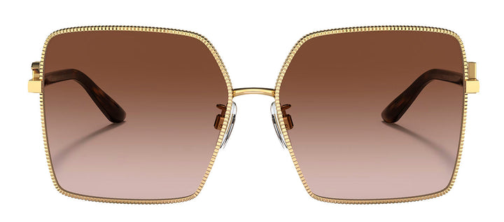 Dolce & Gabbana DG 2279 02/13 Square Metal Gold Sunglasses with Brown Gradient Lens