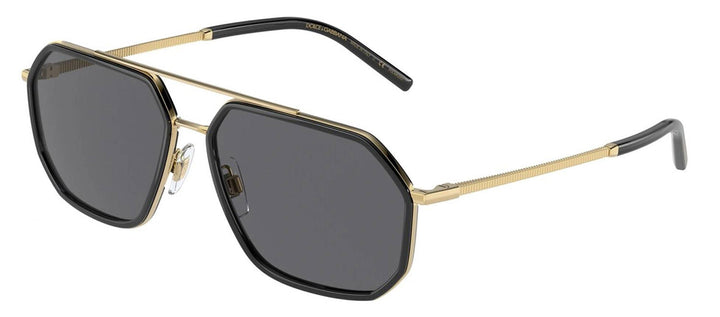 DOLCE & GABBANA DG 2285 02/81 Pilot Gold/Black Metal Sunglasses with Polar Grey Lens