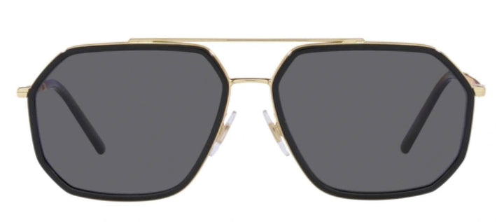 DOLCE & GABBANA DG 2285 02/81 Pilot Gold/Black Metal Sunglasses with Polar Grey Lens