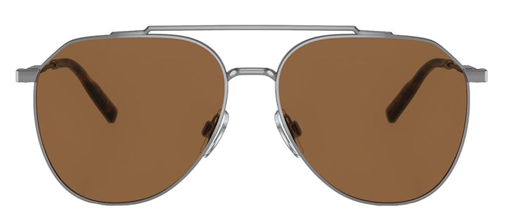 Dolce & Gabbana DG 2296 04/73 Aviator Steel Gunmetal Sunglasses with Brown Lens