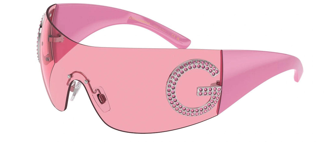DOLCE & GABBANA DG 2298B 05/84 Pillow Pink Metal Sunglasses with Pink Lens